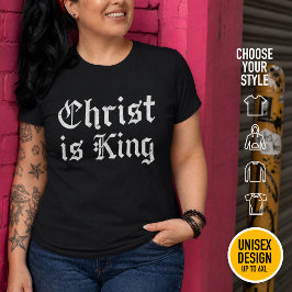Camiseta Plus Size Jesus Cristo É Rei Arte Grunge Gothic Blackletter