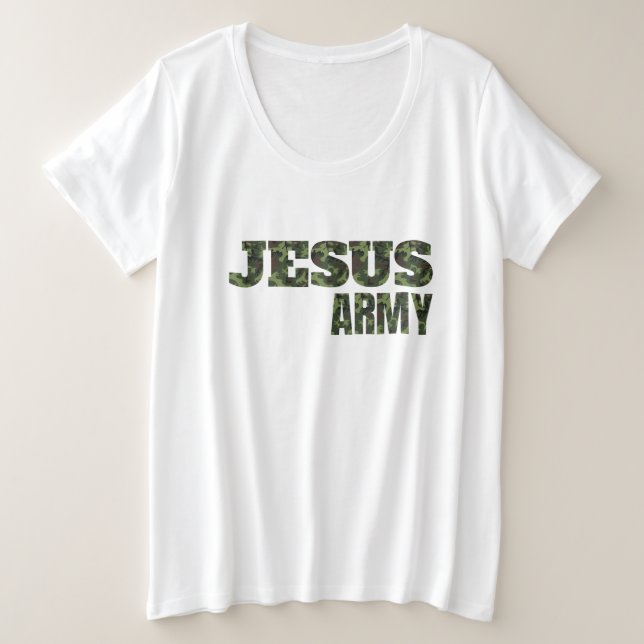 Camiseta Plus Size Jesus Exército (Frente do Design)