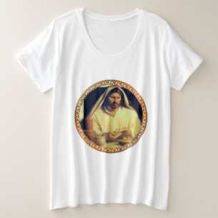 Camiseta Plus Size Jesus que quebra o vintage do pão