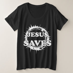 Camiseta Plus Size Jesus salva com a coroa de cornos