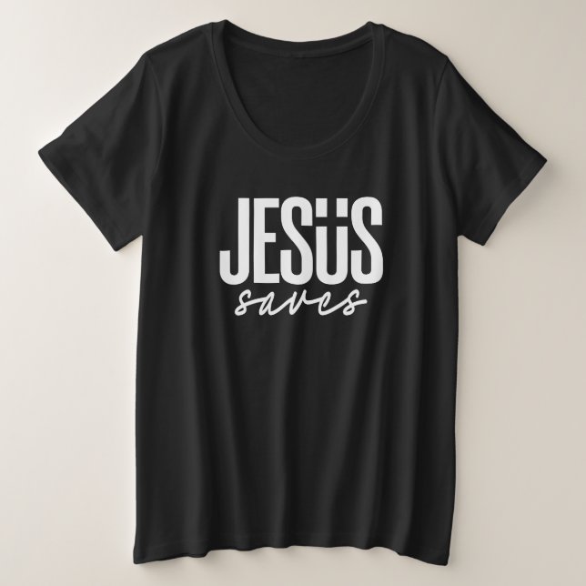 CAMISETA PLUS SIZE JESUS SAVES (Frente do Design)