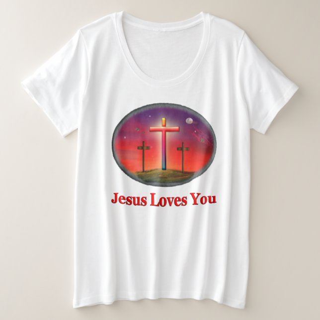 Camiseta Plus Size jesus te ama (Frente do Design)