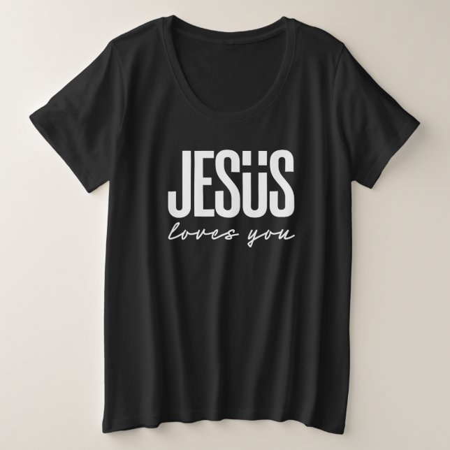 CAMISETA PLUS SIZE JESUS TE AMA | CRISTÃO (Frente do Design)