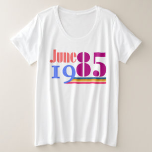 Camiseta Plus Size Jun. 85 Bold Retro Plus Tamanho T-Shirt