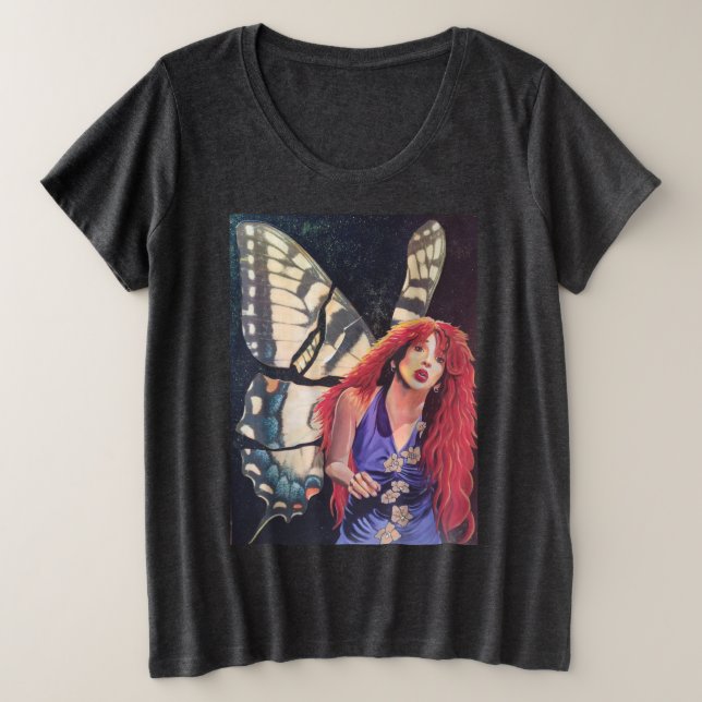 Camiseta Plus Size Kate é uma borboleta. Katerfly. (Frente do Design)