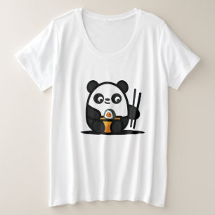 Camiseta Plus Size Kawaii Cute Sushi Panda