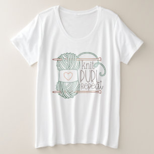 Camiseta Plus Size Knit Purl Repetit Knitting T-Shirt Ilustrado