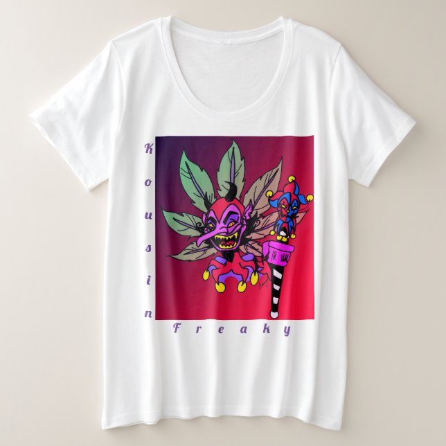 Camiseta Plus Size Kousin Freaky Devil Weed (Frente do Design)