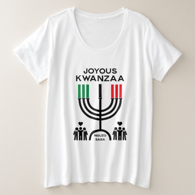 Camiseta Plus Size Kwanzaa Alegre (Frente do Design)