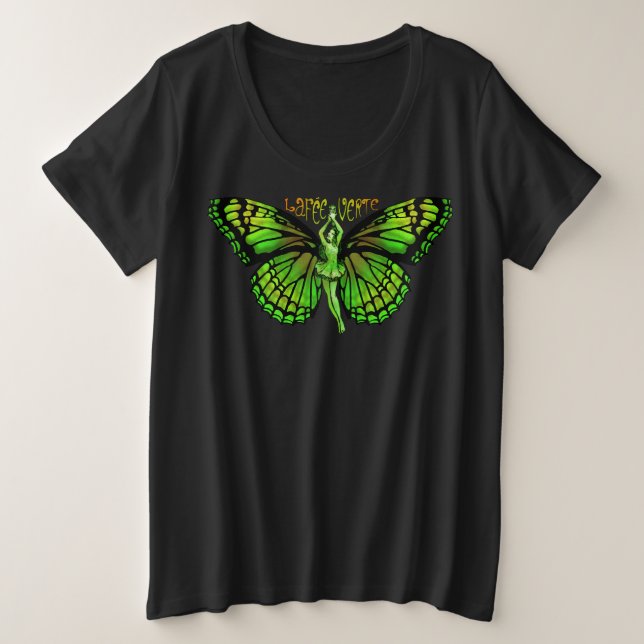 Camiseta Plus Size La Fee Verte Com Asas Desfraldadas (Frente do Design)