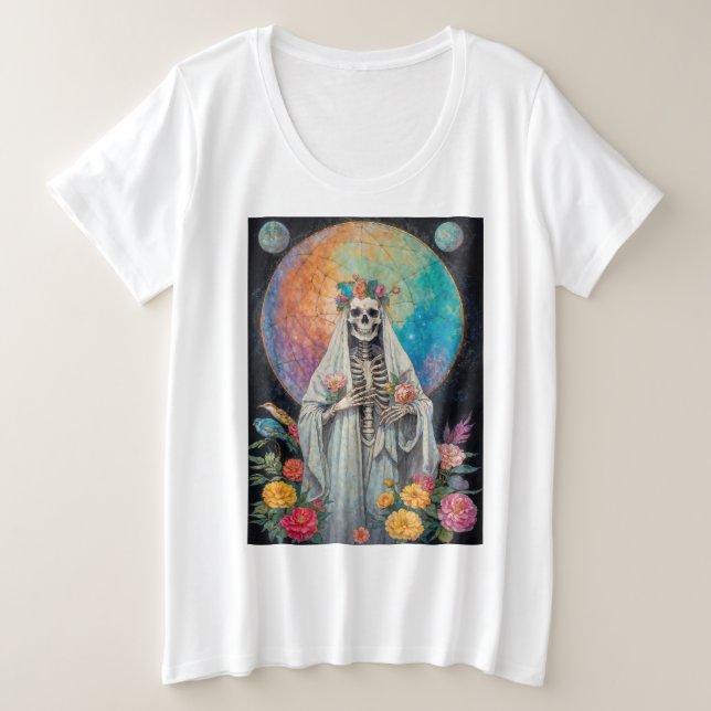 Camiseta Plus Size La Niña Blanca Santa Muerte (Frente do Design)