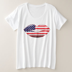 Camiseta Plus Size Lábios Americanos Glossy