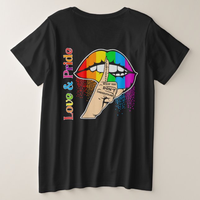 Camiseta Plus Size Lábios Arco-íris Orgulho Lgbt (Verso do Design)