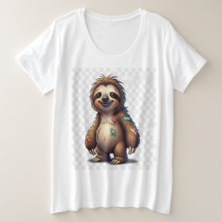Camiseta Plus Size Lama de Cartoons Bonitos com Bandagens - Resilient
