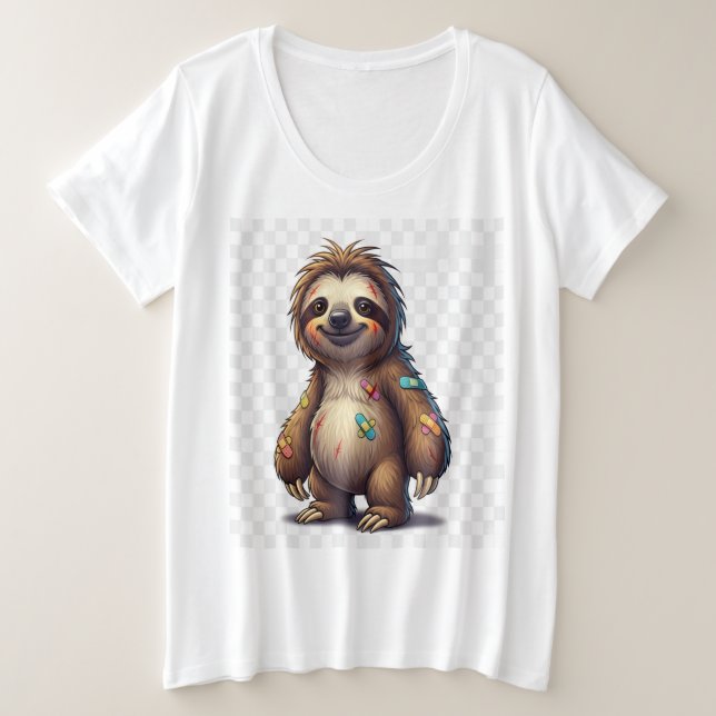 Camiseta Plus Size Lama de Cartoons Bonitos com Bandagens - Resilient (Frente do Design)