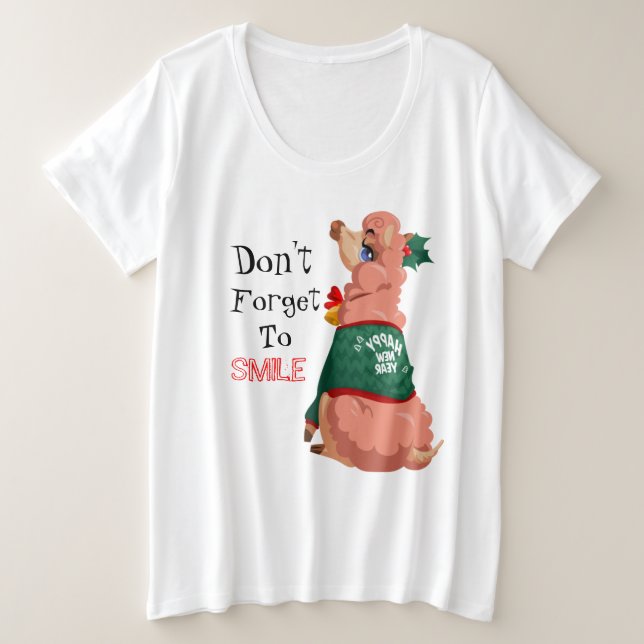 Camiseta Plus Size lama no Natal (Frente do Design)
