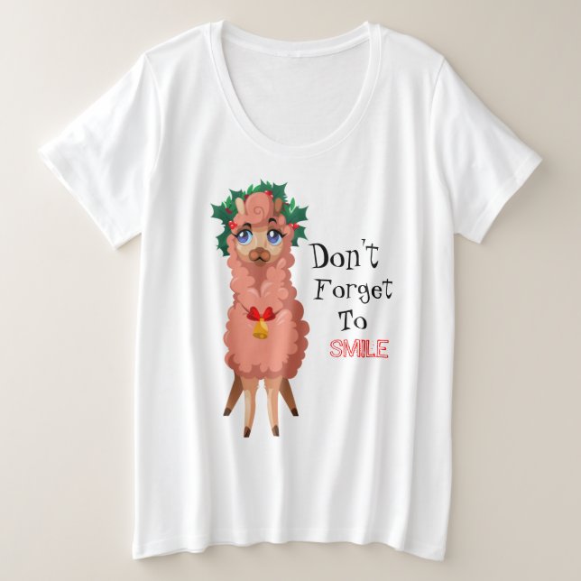 Camiseta Plus Size lama no Natal (Frente do Design)