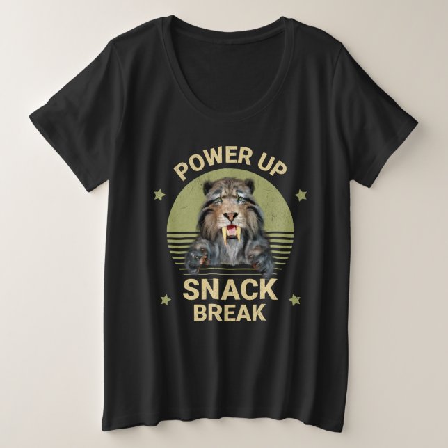 Camiseta Plus Size Lanche de Recarga Tigre Sabretoide (Frente do Design)