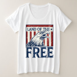 Camiseta Plus Size Land of the Free - Vintage USA Eagle Graphic