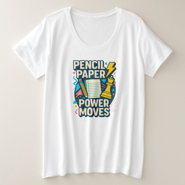 Camiseta Plus Size Lápis, Papel, Movimentos de Poder - Sc-shart Motiv (Frente do Design)