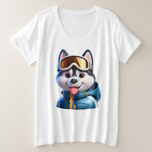 Camiseta Plus Size Le Super Husky Aventurier (Frente do Design)