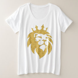 Camiseta Plus Size Leão Com Coroa - Estilo Dourado 1