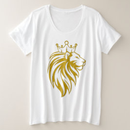 Camiseta Plus Size Leão com Coroa - Estilo Dourado 2