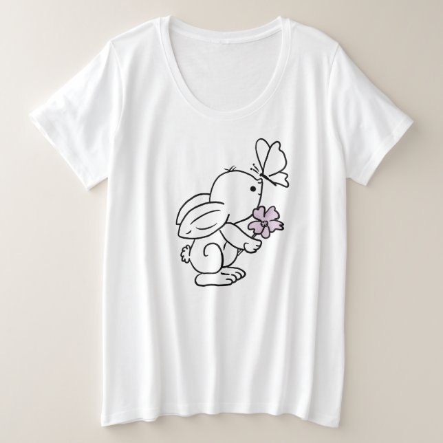 Camiseta Plus Size Lebre com borboleta (Frente do Design)