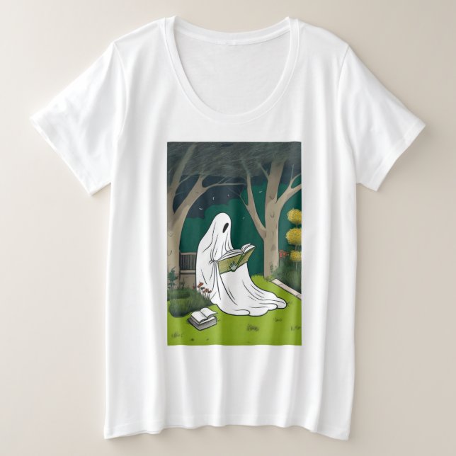 Camiseta Plus Size Leitura fantasma (Frente do Design)