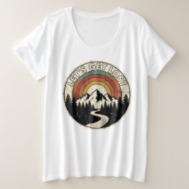 Camiseta Plus Size Let’s Get Lost Retro Mountain Adventure Outdoor