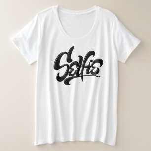 Camiseta Plus Size Letra de Arte Selfie Street do Grafite de skate