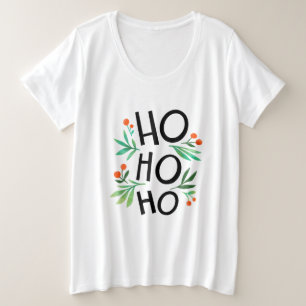 Camiseta Plus Size Letra decorativa de Natal com t-Shirts ho ho
