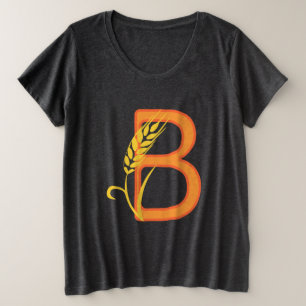 Camiseta Plus Size Letra maiúscula B monograma floral