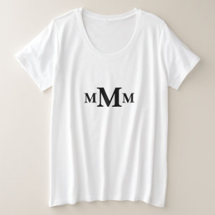 Camiseta Plus Size Letra personalizada "M" Monograma Modelo