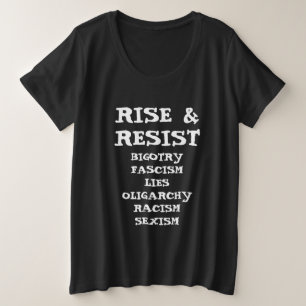 Camiseta Plus Size Levante e resista   Anti Donald Trump