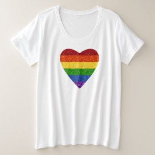 Camiseta Plus Size LGBT Sinalizador do Orgulho Cardíaco LGBT-Camisa