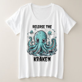 Camiseta Plus Size Libertem o KRAKEN! Mamãe Polvo Fofa