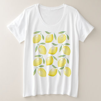 Camiseta Plus Size Limões amarelo-aquarela
