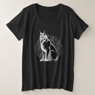 Camiseta Plus Size Lince Preto e Branco