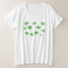 Camiseta Plus Size Lindas flores verdes para o verão