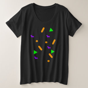 Camiseta Plus Size Lindos Sprinkles de Morcego Geométrico Fantasia Fe