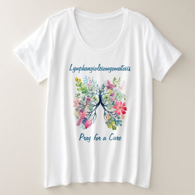 Camiseta Plus Size Linfhangioleiomatose LAM Plus T-Shirt Tamanho (Frente do Design)