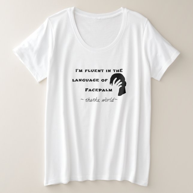 Camiseta Plus Size Língua do Facepalm (Frente do Design)