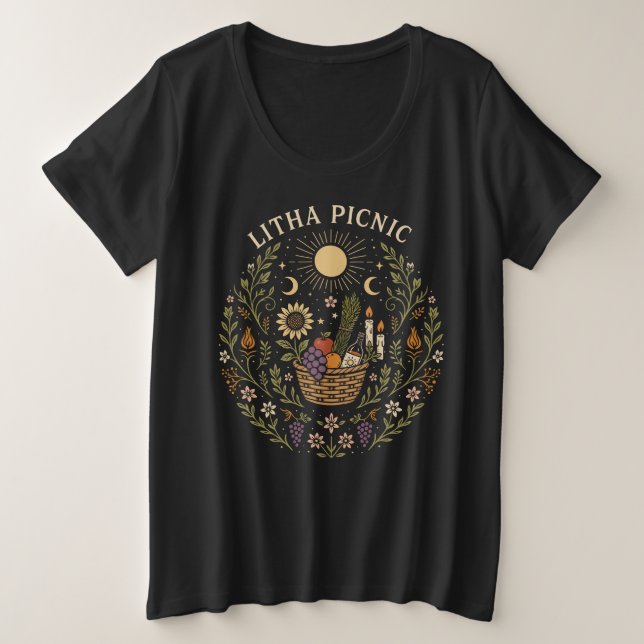 Camiseta Plus Size Litha Picnic Summer Solstice Celestial Art (Frente do Design)