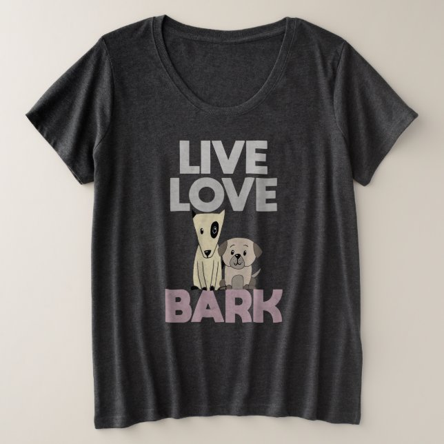 Camiseta Plus Size Live Love Latido (Frente do Design)