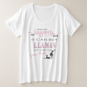 Camiseta Plus Size LLAMA LOVER Dinheiro não pode Comprar de felicid