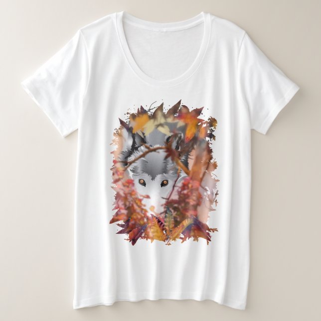 CAMISETA PLUS SIZE LOBO CINZA PROWLER (Frente do Design)