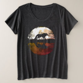 Camiseta Plus Size Lobo Solitário Debaixo da Lua Cheia