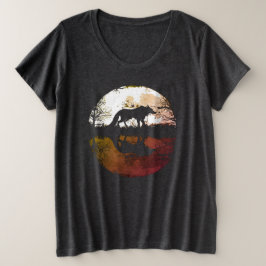 Camiseta Plus Size Lobo Solitário sob a Lua Cheia