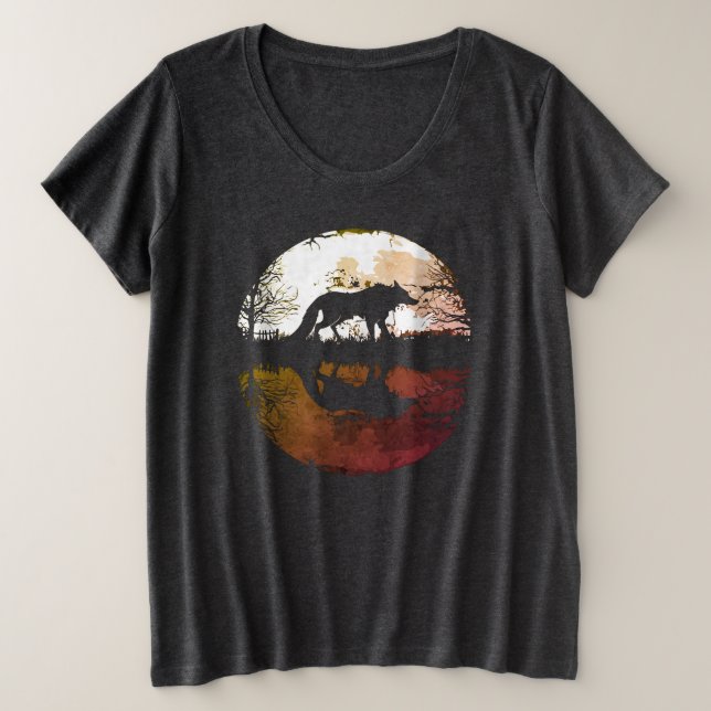Camiseta Plus Size Lobo Solitário sob a Lua Cheia (Frente do Design)
